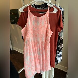 Sugarlips Pink and White Sleeveless Floral-Print Sundress